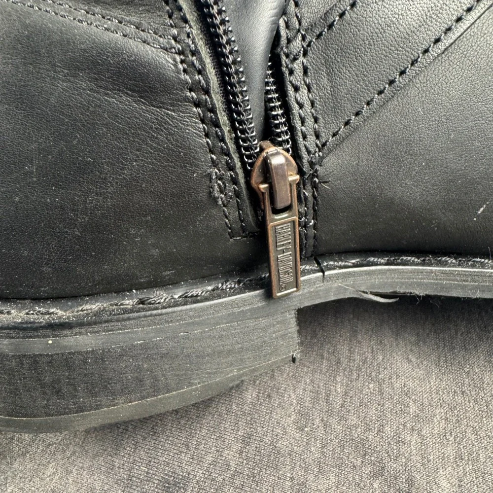 Harley Davidson Mens Black Leather Motorcycle Boots Engineer Side Zip 93007 10